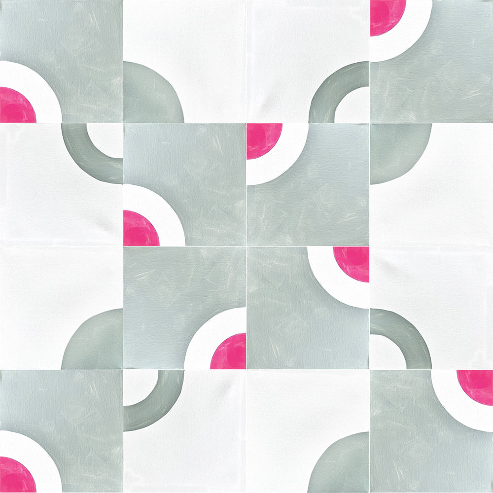 Drunkard's Path No. 2 - Slate and Fuschia