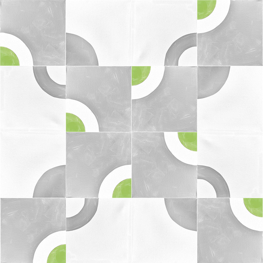 Drunkard's Path No. 2 - Grey and Green
