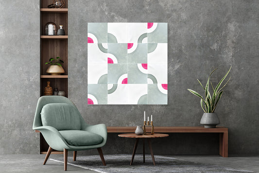 Drunkard's Path No. 2 - Slate and Fuschia
